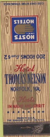 Matchbook Cover - Hotel Thomas Nelson Norfolk VA