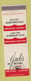 Matchbook Cover - Jacks or Better Restaurant Rockford Freeport IL