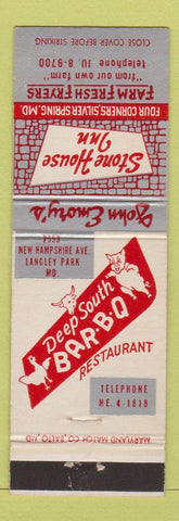 Matchbook Cover - Stone House Inn Restaurant Langley Park MD pig