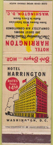 Matchbook Cover - Hotel Harrington Washington DC