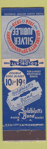 Matchbook Cover - Goldblatt's Bond Razor Blades Silver Jubilee 1939