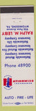 Matchbook Cover - National wide Insurance Ralph Leiby Wyomissing PA