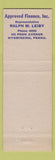 Matchbook Cover - National wide Insurance Ralph Leiby Wyomissing PA
