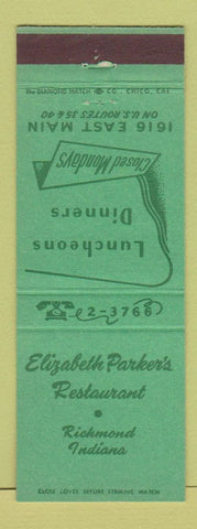 Matchbook Cover - Elizabeth Parker's Restaurant Richmond IN