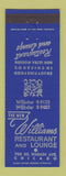 Matchbook Cover - Williams Restaurant Lounge Chicago IL