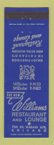 Matchbook Cover - Williams Restaurant Lounge Chicago IL