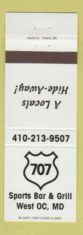 Matchbook Cover - 707 Sports Bar Grill West Ocean City MD