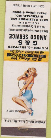 Matchbook Cover - G and S Amoco oil gas Riverdale MD pinup