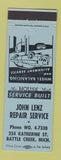 Matchbook Cover - John Lenz Repair Service Battle Creek MI
