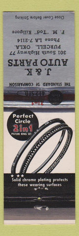 Matchbook Cover - Perfect Circle Piston Rings J&K Auto Parts Purcell OK