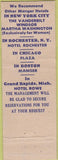 Matchbook Cover - Hotel Annapolis Washington DC Federal