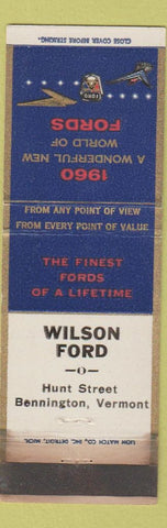 Matchbook Cover - 1960 Ford Wilson Bennington VT WORN