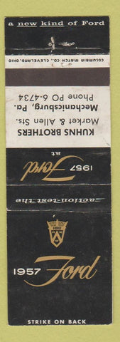 Matchbook Cover - 1957 Ford Kuhns Brothers Mechanicsburg PA WORN
