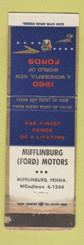 Matchbook Cover - 1960 Ford Mifflinburg PA WORN