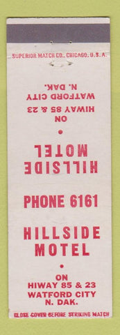 Matchbook Cover - Hillside Motel Watford City ND