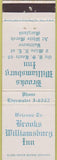 Matchbook Cover - Brooks Williamsburg Inn White Marsh MD