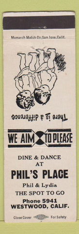 Matchbook Cover - Phil's Place Westwood CA