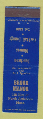 Matchbook Cover - Brook Manor North Attleboro MA low phone #