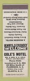 Matchbook Cover - Cole's Motel Olanta SC WEAR