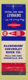 Matchbook Cover - 1965 Chevrolet Dodgeville WI Klusendorf Buick