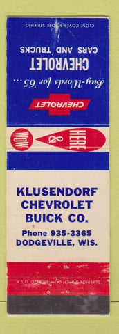 Matchbook Cover - 1965 Chevrolet Dodgeville WI Klusendorf Buick