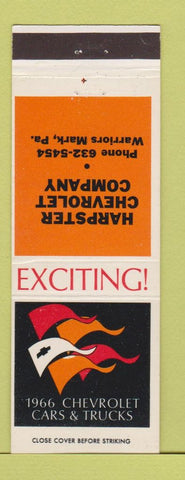 Matchbook Cover - 1966 Chevrolet Harpster Warriors Mark PA
