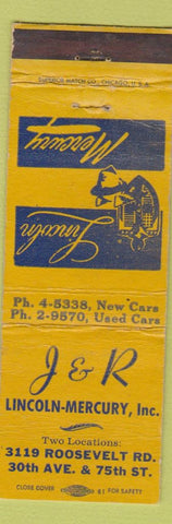 Matchbook Cover - J&R Lincoln Mercury Kenosha WI WORN