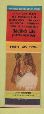 Matchbook Cover - Boulevard Pet Shoppe Cleveland OH Collie Dog