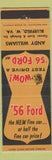Matchbook Cover - 1956 Ford Andy Williams Bluefield WV