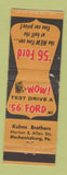 Matchbook Cover - 1956 Ford Kulm Bros Mechanicsburg PA