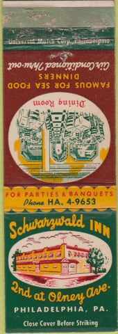 Matchbook Cover - Schwarzwald Inn Philadelphia PA