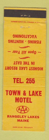 Matchbook Cover - Town and Lake Motel Rangley Lakes ME low phone #