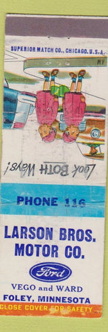 Matchbook Cover - Larson Bros Ford Foley MN low phone # WEAR