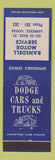 Matchbook Cover - Ransdell Motors Dodge Cars Trucks Lawrence KS low phone #