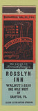 Matchbook Cover - Rosslyn Inn Crafton PA WEAR