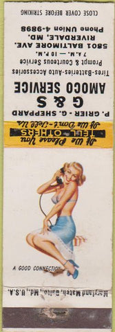 Matchbook Cover - G and S Amoco oil gas Riverdale MD pinup