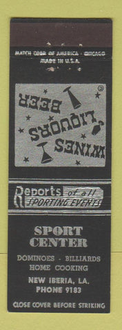 Matchbook Cover - Sport Center Billiards Dominoes New Iberia LA