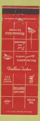 Matchbook Cover - Rollamo Soda Shop Rolla MO WORN