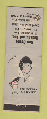 Matchbook Cover - Bus Depot Restaurant Scranton PA girlie