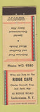 Matchbook Cover - Ridge Cafe Lackawanna NY