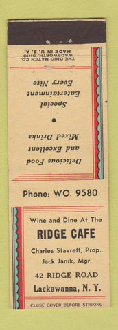 Matchbook Cover - Ridge Cafe Lackawanna NY