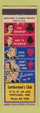 Matchbook Cover - Lumberman's Club Portland OR