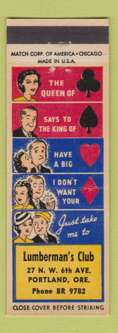 Matchbook Cover - Lumberman's Club Portland OR