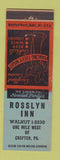 Matchbook Cover - Rosslyn Inn Crafton PA