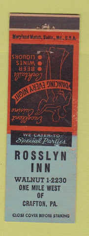 Matchbook Cover - Rosslyn Inn Crafton PA