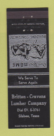 Matchbook Cover - Britton Cravens Lumber Silsbee TX