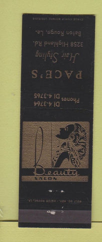 Matchbook Cover - Pace's Hair Salon Baton Rouge LA girlie