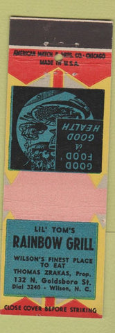 Matchbook Cover - Rainbow Grill Wilson NC