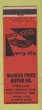 Matchbook Cover - McCord Price Motors Chattanooga TN