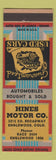 Matchbook Cover - Hines Motors Englewood Colorado